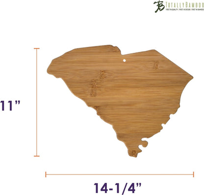 Oklahoma State Shaped Bamboo Serving and Cutting Board | State charcuterie board with natural bamboo grain. Knife-friendly surface for food prep. Hang tie for wall display.