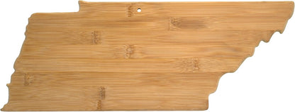 Oklahoma State Shaped Bamboo Serving and Cutting Board | State charcuterie board with natural bamboo grain. Knife-friendly surface for food prep. Hang tie for wall display.