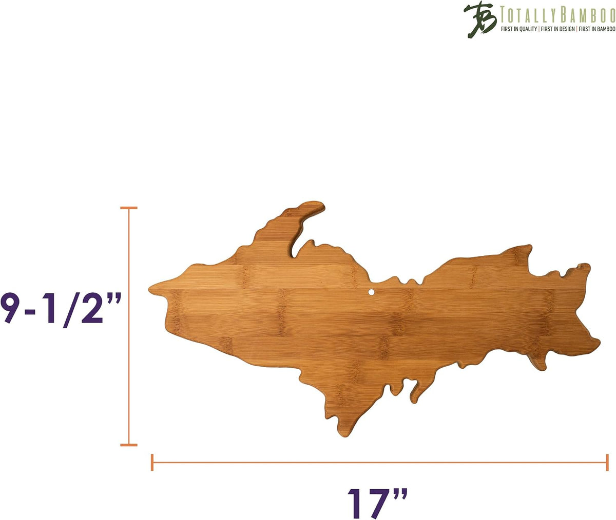 Oklahoma State Shaped Bamboo Serving and Cutting Board | State charcuterie board with natural bamboo grain. Knife-friendly surface for food prep. Hang tie for wall display.