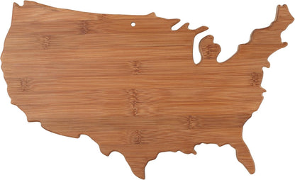 Oklahoma State Shaped Bamboo Serving and Cutting Board | State charcuterie board with natural bamboo grain. Knife-friendly surface for food prep. Hang tie for wall display.