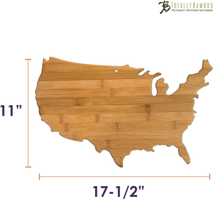 Oklahoma State Shaped Bamboo Serving and Cutting Board | State charcuterie board with natural bamboo grain. Knife-friendly surface for food prep. Hang tie for wall display.
