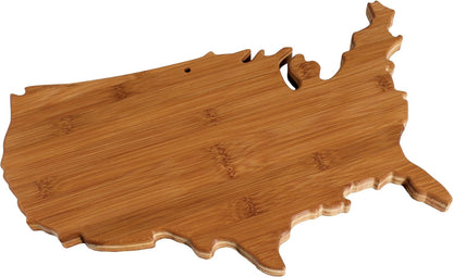 Oklahoma State Shaped Bamboo Serving and Cutting Board | State charcuterie board with natural bamboo grain. Knife-friendly surface for food prep. Hang tie for wall display.