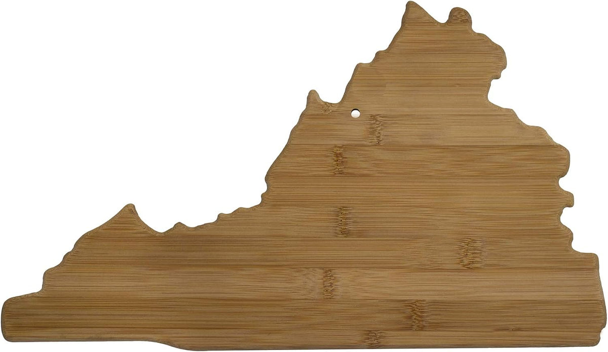 Oklahoma State Shaped Bamboo Serving and Cutting Board | State charcuterie board with natural bamboo grain. Knife-friendly surface for food prep. Hang tie for wall display.