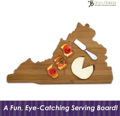Oklahoma State Shaped Bamboo Serving and Cutting Board | State charcuterie board with natural bamboo grain. Knife-friendly surface for food prep. Hang tie for wall display.
