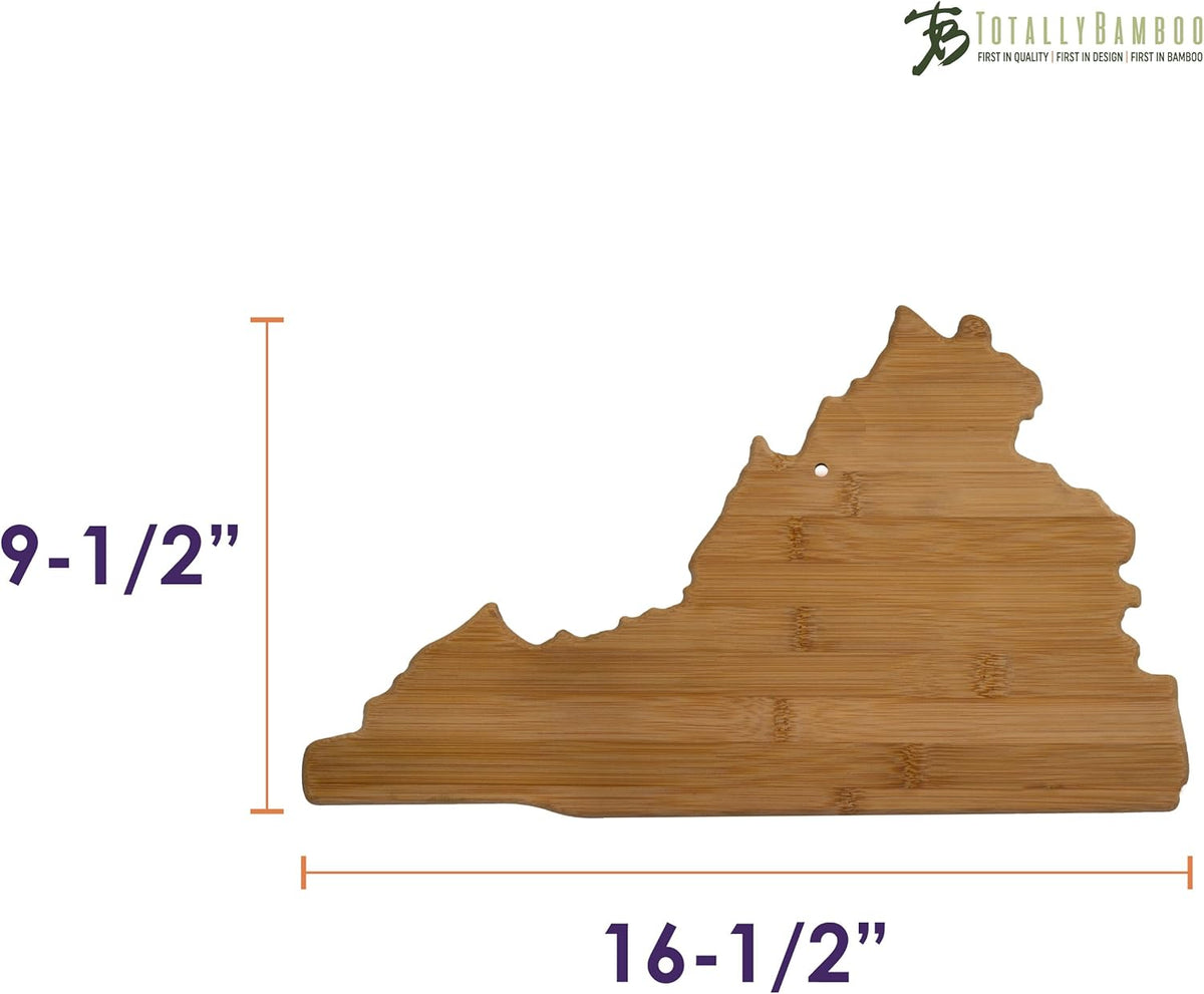Oklahoma State Shaped Bamboo Serving and Cutting Board | State charcuterie board with natural bamboo grain. Knife-friendly surface for food prep. Hang tie for wall display.