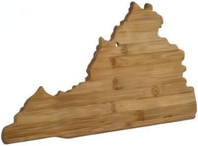 Oklahoma State Shaped Bamboo Serving and Cutting Board | State charcuterie board with natural bamboo grain. Knife-friendly surface for food prep. Hang tie for wall display.