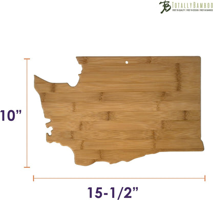 Oklahoma State Shaped Bamboo Serving and Cutting Board | State charcuterie board with natural bamboo grain. Knife-friendly surface for food prep. Hang tie for wall display.