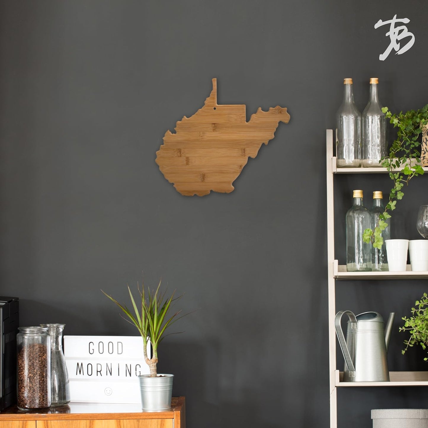 Oklahoma State Shaped Bamboo Serving and Cutting Board | State charcuterie board with natural bamboo grain. Knife-friendly surface for food prep. Hang tie for wall display.