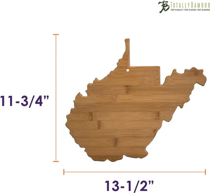 Oklahoma State Shaped Bamboo Serving and Cutting Board | State charcuterie board with natural bamboo grain. Knife-friendly surface for food prep. Hang tie for wall display.