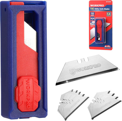 Premium Utility Knife Blades, TAC Diamond Coated SK2M, 10-Pack Utility Blades Replacement with Dispenser