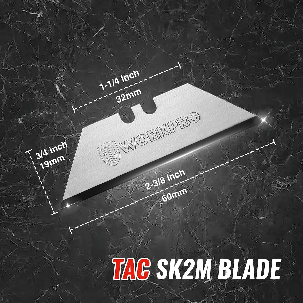 Premium Utility Knife Blades, TAC Diamond Coated SK2M, 10-Pack Utility Blades Replacement with Dispenser