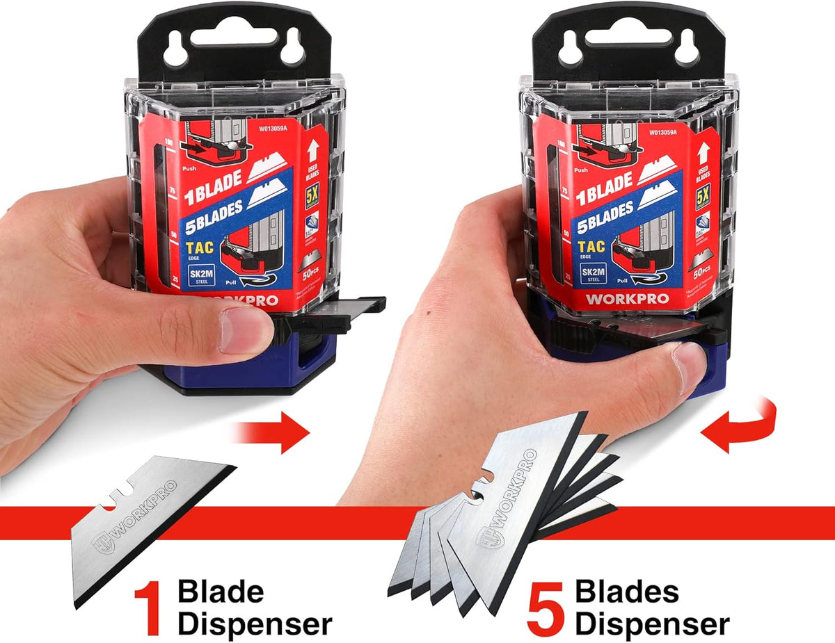 Premium Utility Knife Blades, TAC Diamond Coated SK2M, 10-Pack Utility Blades Replacement with Dispenser