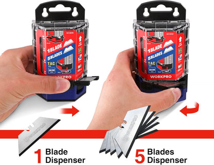 Premium Utility Knife Blades, TAC Diamond Coated SK2M, 10-Pack Utility Blades Replacement with Dispenser