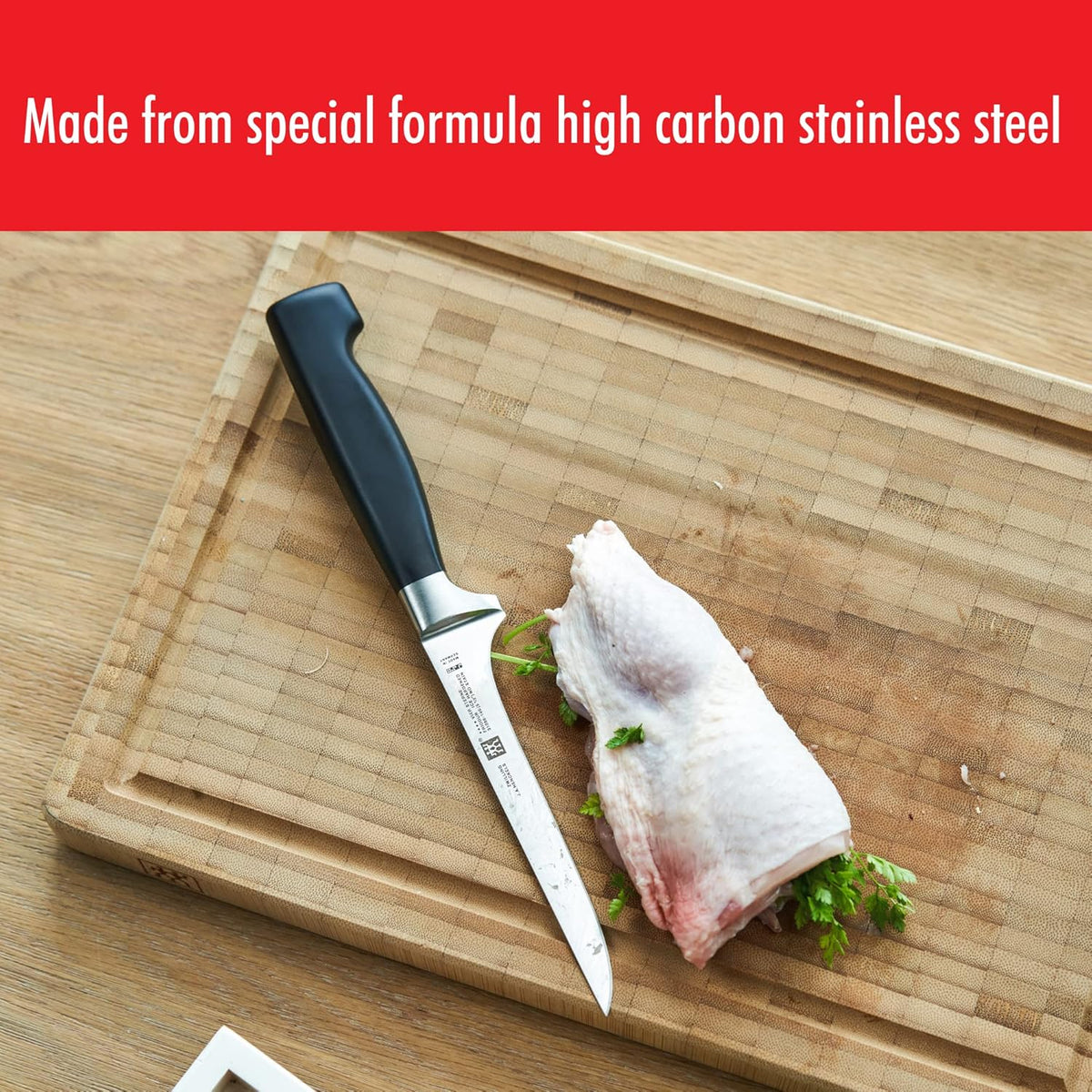 Four Star 5.5-inch Razor-Sharp German High Carbon Stainless Steel Boning Knife, Made in Company-Owned German Factory with Special Formula Steel perfected for almost 300 Years, Dishwasher Safe