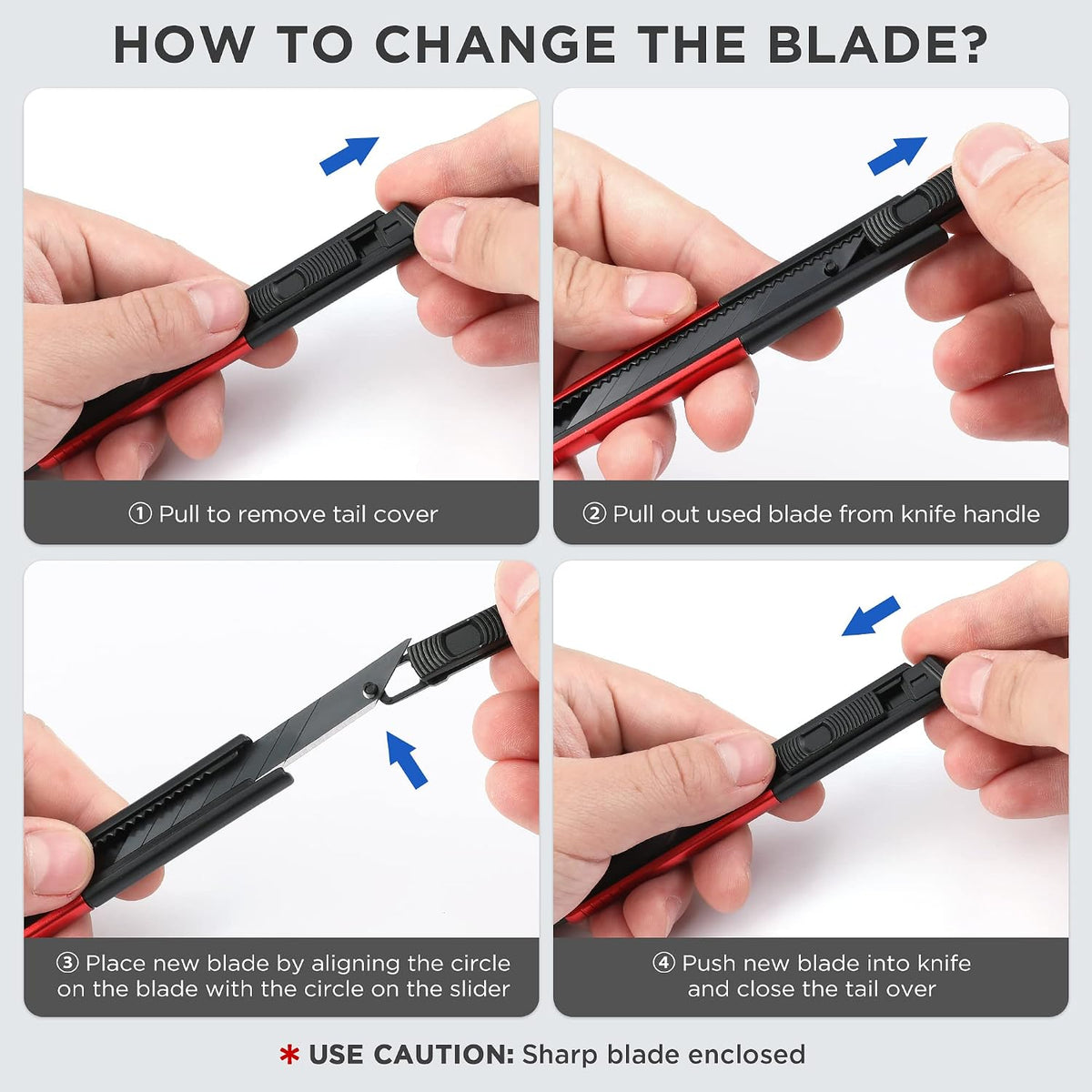 2-In-1 Safety Utility Knife Retractable Snap-off blade, Metal Box Cutter Set, Razor Knife Exacto Craft Knives, with 10 Extra 9mm Blades, Pack of 3