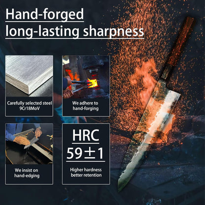 che'f knife 9.45inch(240mm) kitchen knife with sheath cooking knife high carbon stainless steel sharp knife Japanese kitchen meat knife gyuto knife blade length 240mm