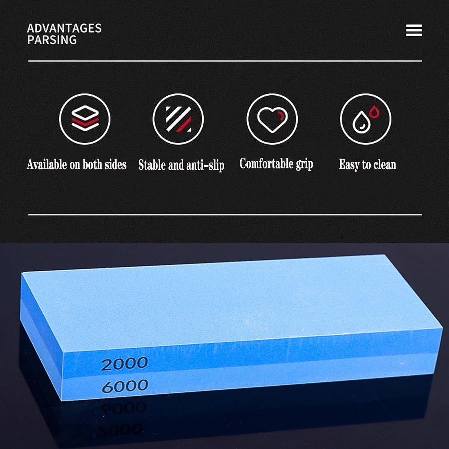 Knife Sharpening Wet Stone Dual Sided 600/1500 Grit Blue & Yellow Whetstone Sharpening Stone with Non-Slip Rubber Base for Kitchen, Hunting, and Pocket Knives or Blades 600/1500Mesh