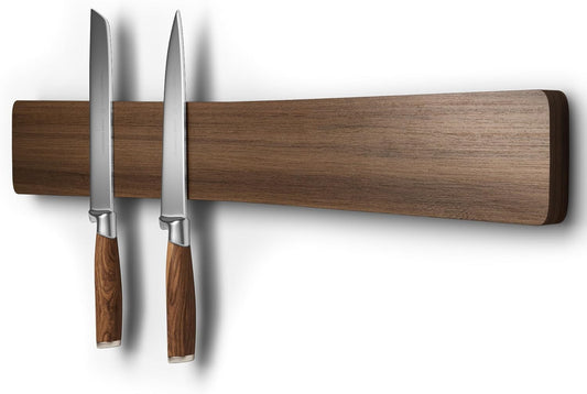 Magnetic Knife Holder for Wall, 16 Inch Acacia Wood Magnetic Knife Strip | Strong magnets secure knives, smooth bamboo helps protect blades, while screw or adhesive mounting saves counter space