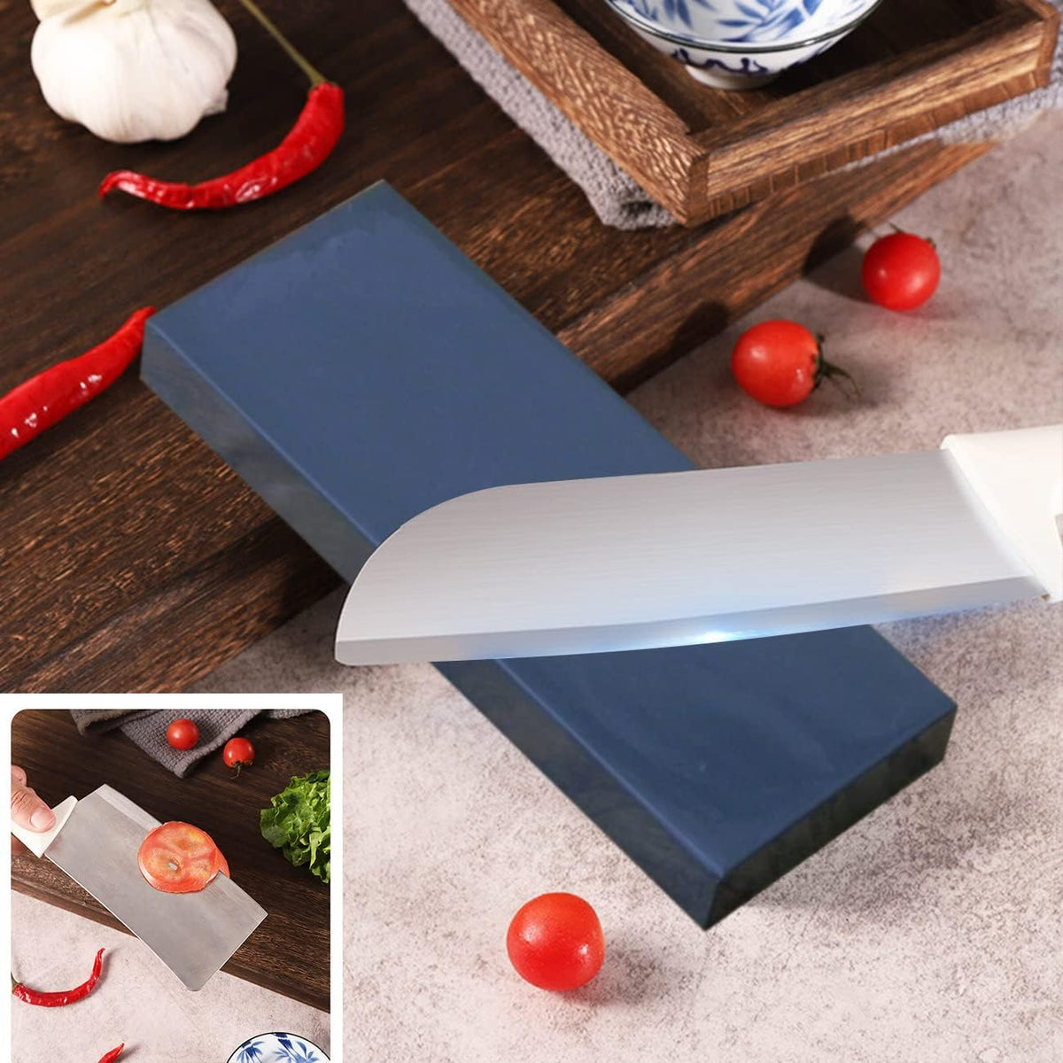 Natural Professional Straight Razor Sharpening Stone, Wet Stone Knife Sharpener Stone Grindstone,Dual Grit Whetstone 3000, Polishing Stone for Cut throat Razor & Chef Knives& Angle Guide Black