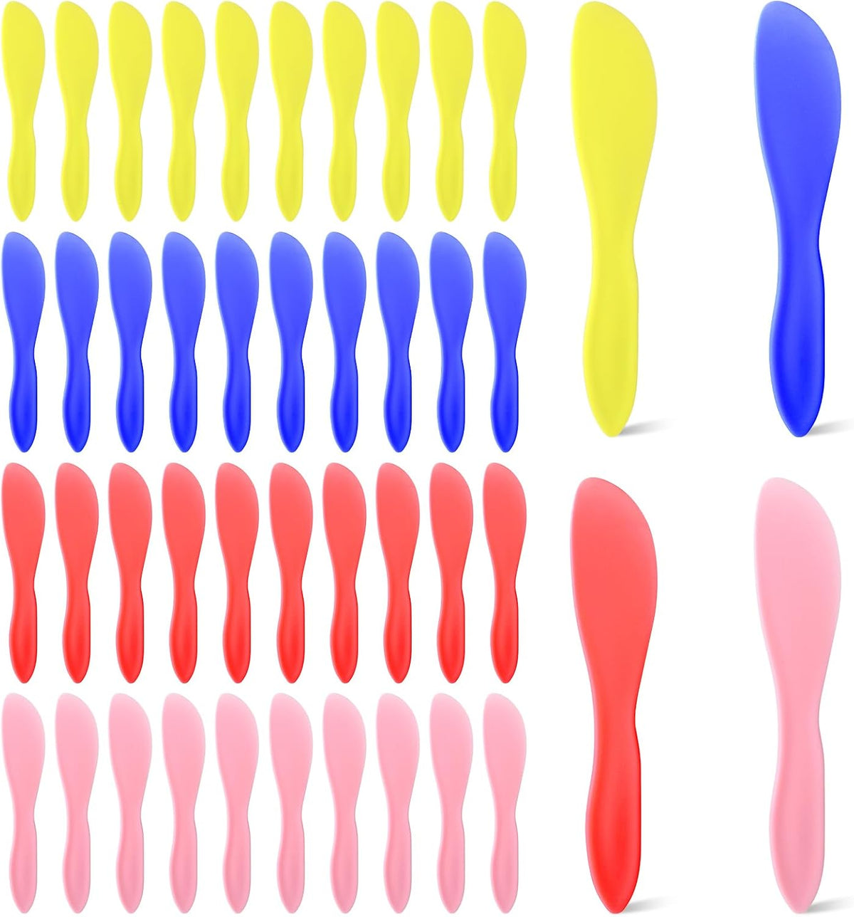 40 Pcs Plastic Butter Spreader, Multi Purpose Knife Spreader Tools Kitchen Frosting Knives Red Yellow Blue Pink for Cheese Cream Icing Jam Sandwich