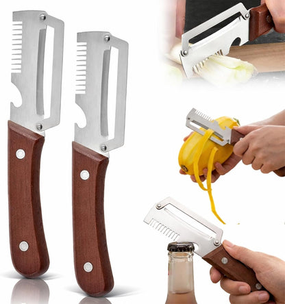 3-1 Multi-functional Vegetable Peeler, 2026 New Ktchen Multi-function Stainless Steel Thickened Fruit Peeler Knife with Wooden Handle,Suitable for Peeling Fruits and Shredding Scallions (1PCS)