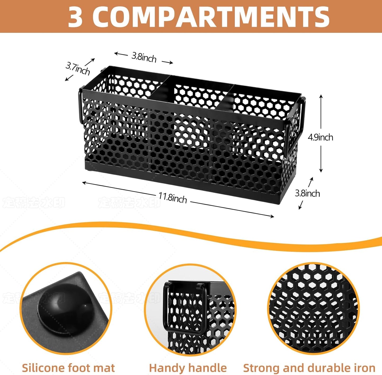 Silverware Caddy Flatware Cutlery Holder Metal Silverware Organizer Containers Black Kitchen Utensil Holder for Countertop Spoon and Fork Holder Flatware Utensils Caddy for Party