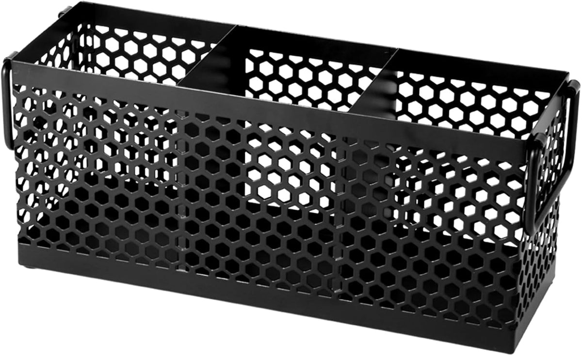 Silverware Caddy Flatware Cutlery Holder Metal Silverware Organizer Containers Black Kitchen Utensil Holder for Countertop Spoon and Fork Holder Flatware Utensils Caddy for Party