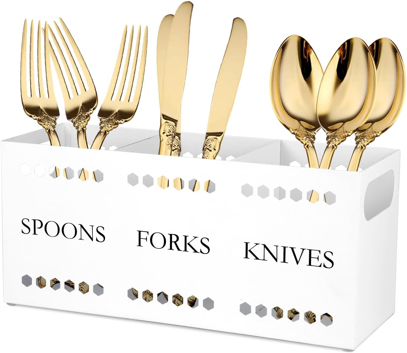 Silverware Caddy Flatware Cutlery Holder Metal Silverware Organizer Containers Black Kitchen Utensil Holder for Countertop Spoon and Fork Holder Flatware Utensils Caddy for Party