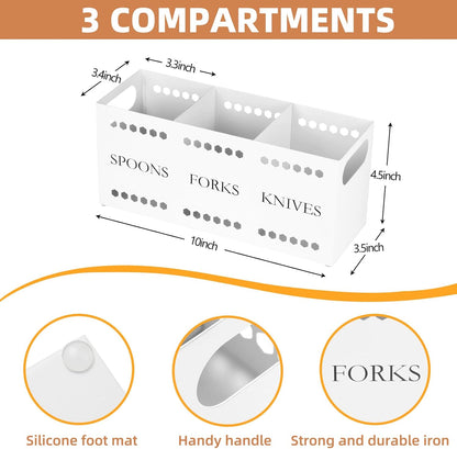 Silverware Caddy Flatware Cutlery Holder Metal Silverware Organizer Containers Black Kitchen Utensil Holder for Countertop Spoon and Fork Holder Flatware Utensils Caddy for Party