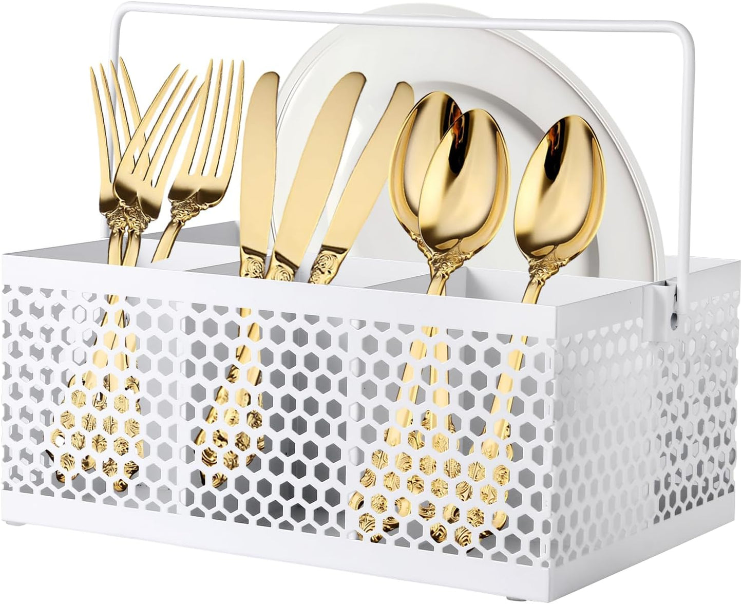 Silverware Caddy Flatware Cutlery Holder Metal Silverware Organizer Containers Black Kitchen Utensil Holder for Countertop Spoon and Fork Holder Flatware Utensils Caddy for Party