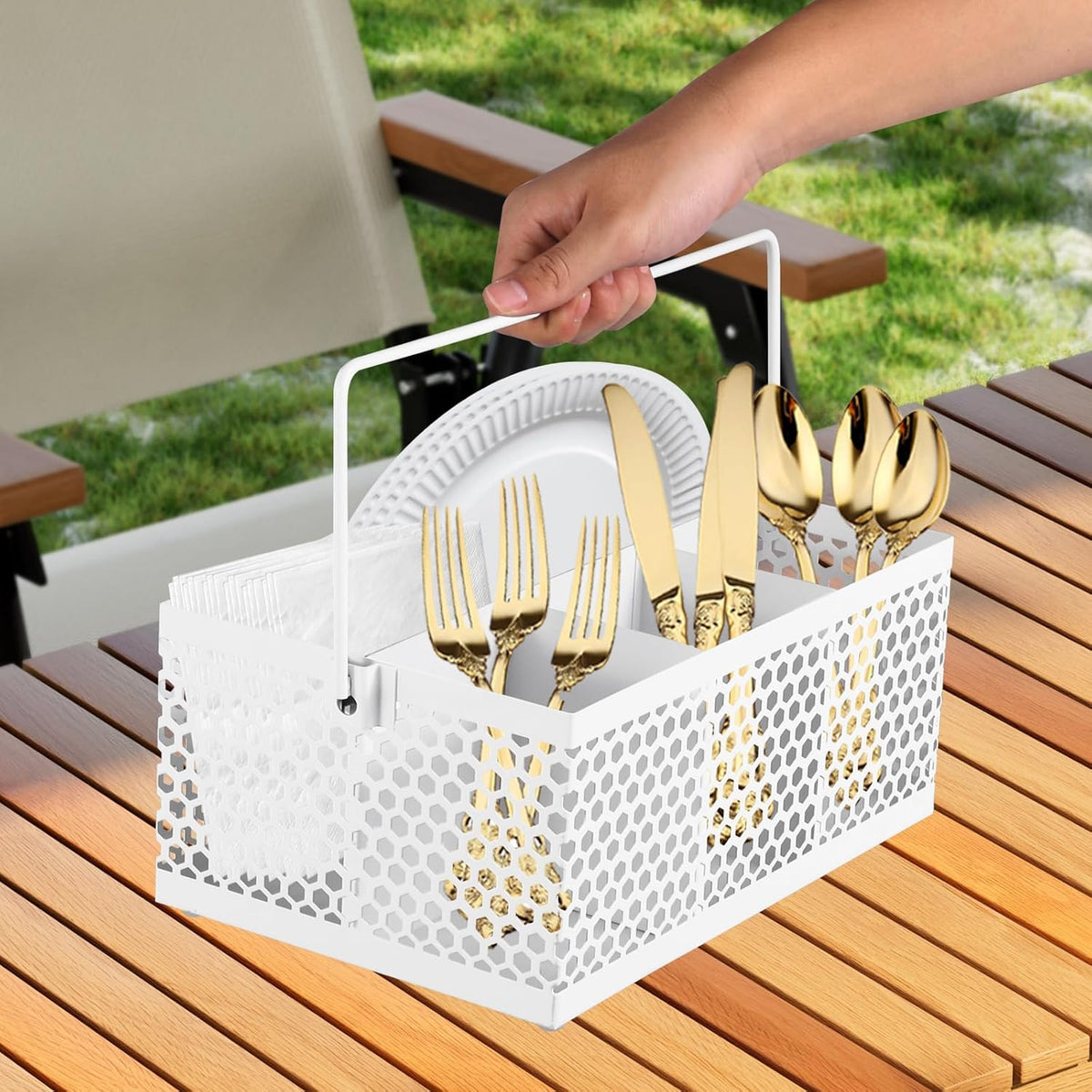 Silverware Caddy Flatware Cutlery Holder Metal Silverware Organizer Containers Black Kitchen Utensil Holder for Countertop Spoon and Fork Holder Flatware Utensils Caddy for Party