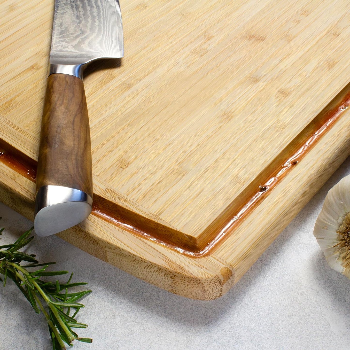 Malibu Bamboo Cutting Board with Juice Groove, 18" x 12", Natural