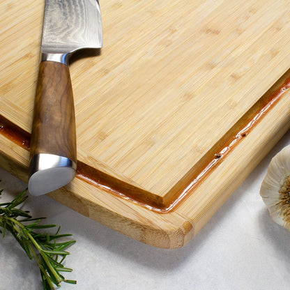 Malibu Bamboo Cutting Board with Juice Groove, 18" x 12", Natural