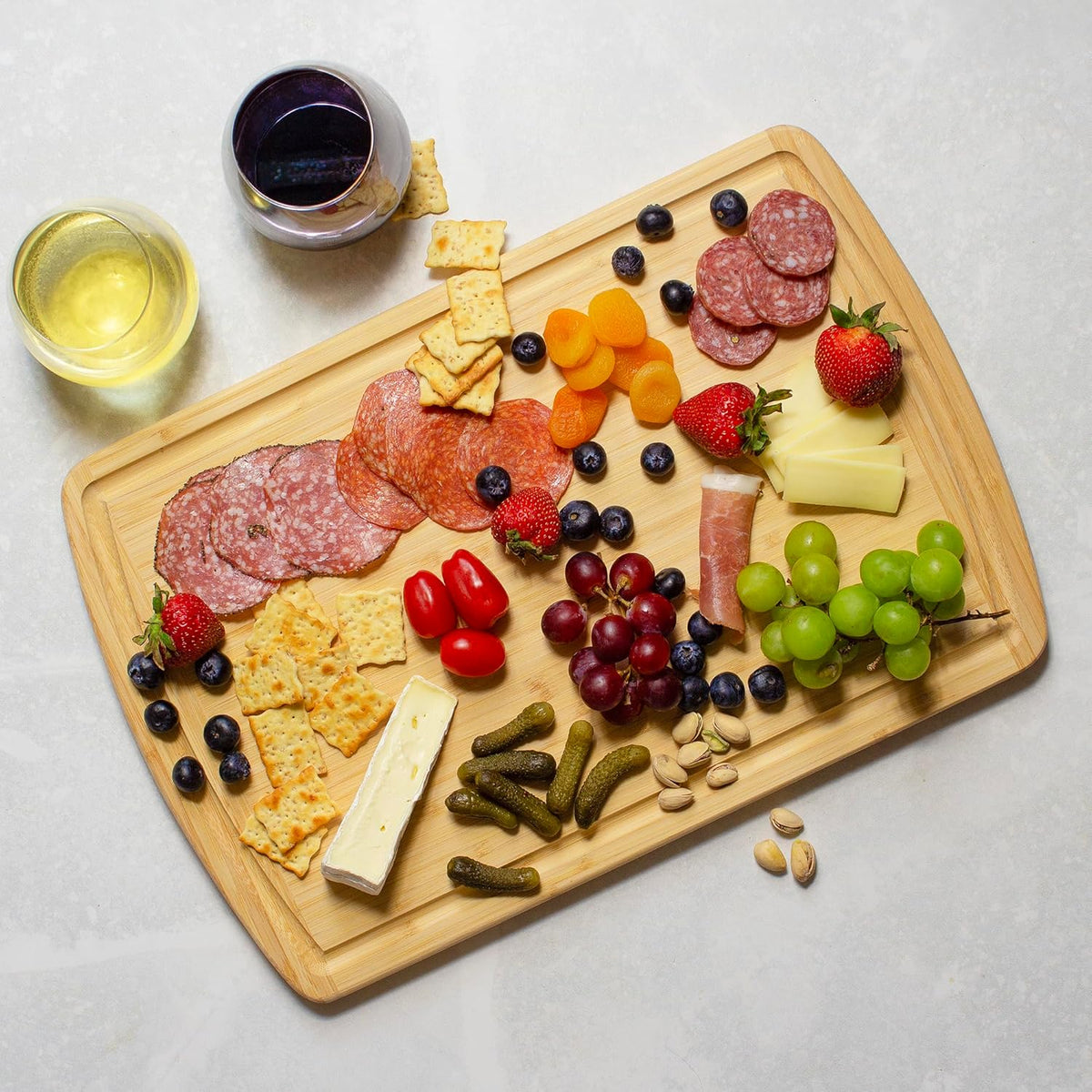 Malibu Bamboo Cutting Board with Juice Groove, 18" x 12", Natural