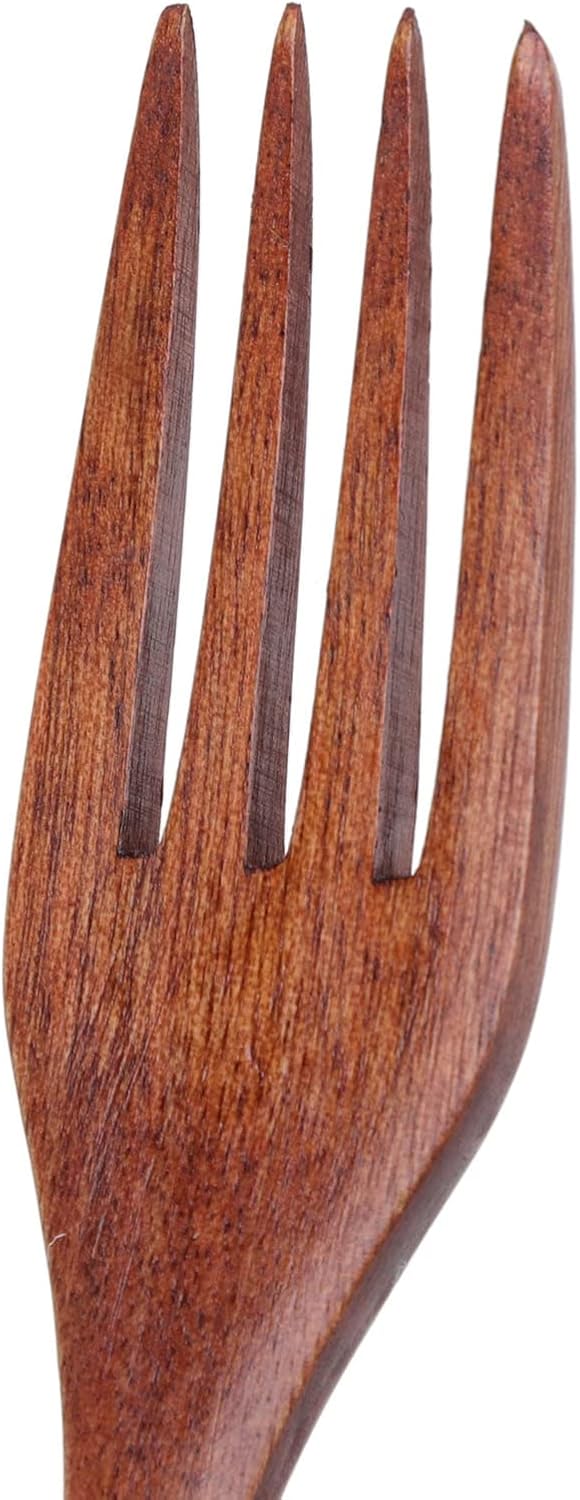 Wooden Cutlery Set, 3 PCS Wooden Spoon Fork Knife for Eating, Wooden Utensil Reusable Dinner Set with Case, Kitchen Flatware Set Travel Cutlery