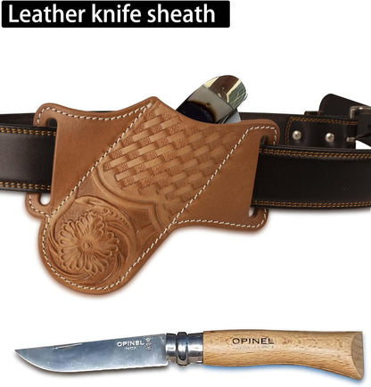 Knife Sheath, Leather Knife Sheath for Belt, Pocket Knife Holster Pouch, Folding Knife Holster