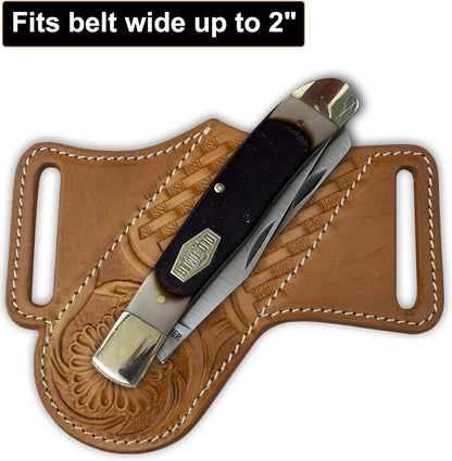 Knife Sheath, Leather Knife Sheath for Belt, Pocket Knife Holster Pouch, Folding Knife Holster