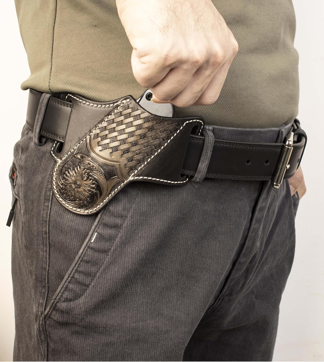 Knife Sheath, Leather Knife Sheath for Belt, Pocket Knife Holster Pouch, Folding Knife Holster