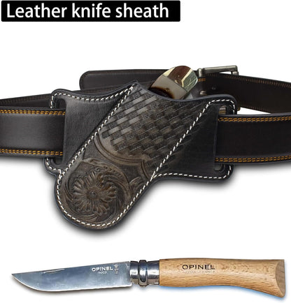 Knife Sheath, Leather Knife Sheath for Belt, Pocket Knife Holster Pouch, Folding Knife Holster