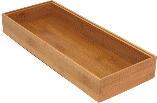 8186S Bamboo Wood Stacking Drawer Organizer Box, 6" x 15"