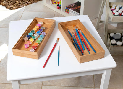 8186S Bamboo Wood Stacking Drawer Organizer Box, 6" x 15"
