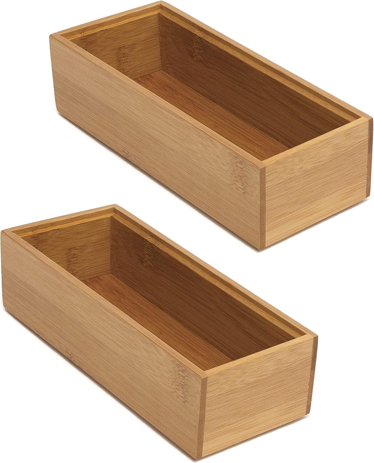8186S Bamboo Wood Stacking Drawer Organizer Box, 6" x 15"