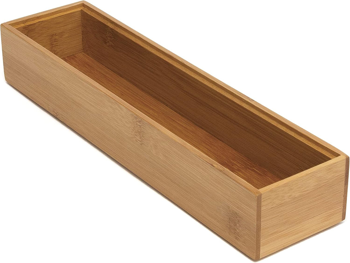 8186S Bamboo Wood Stacking Drawer Organizer Box, 6" x 15"