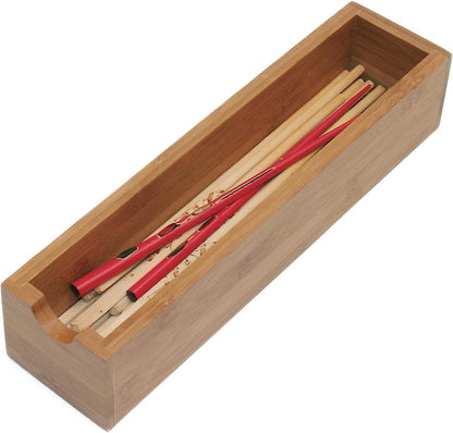 8186S Bamboo Wood Stacking Drawer Organizer Box, 6" x 15"