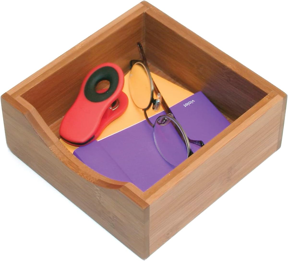 8186S Bamboo Wood Stacking Drawer Organizer Box, 6" x 15"