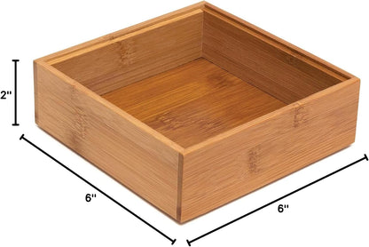 8186S Bamboo Wood Stacking Drawer Organizer Box, 6" x 15"