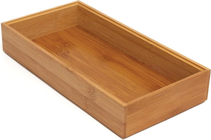 8186S Bamboo Wood Stacking Drawer Organizer Box, 6" x 15"