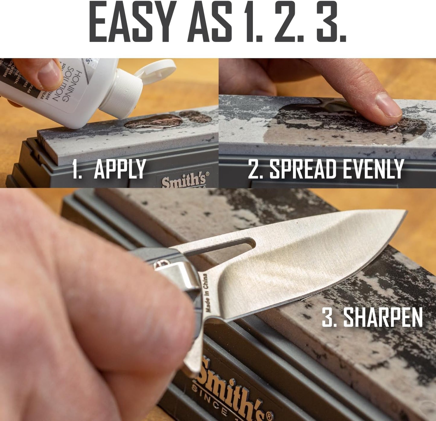 Smith's HON1 Honing Solution - 4oz Bottle - Lubricate Sharpening Stones - Built-In Stone Cleaning Agents & Rust Inhibitors - Oil for Tool & Knife Sharpening Stone - Prevents Clogged Pores
