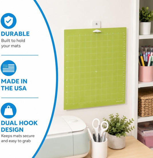 Cutting Mat Hangers with Double Hooks 3-Pack, Storage Holders, Wall Storage Organizer Compatible with Cricut Explore One/Air/Air 2/Maker Cutting Mats