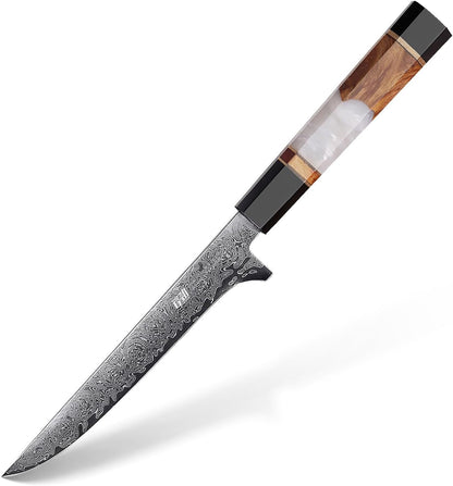 Boning Knife 5.5 Inch, Sharp Trimming & Fillet Knife for Meat, Brisket & Fish, Japanese Style (BLACK-ROSE Series)